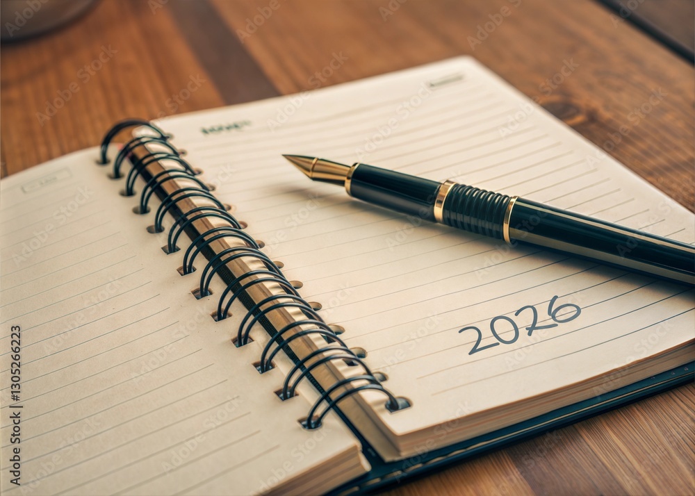 Planning for 2026: A lined notebook ready for new year's goals. Planning for 2026: A lined notebook ready for new year's goals.