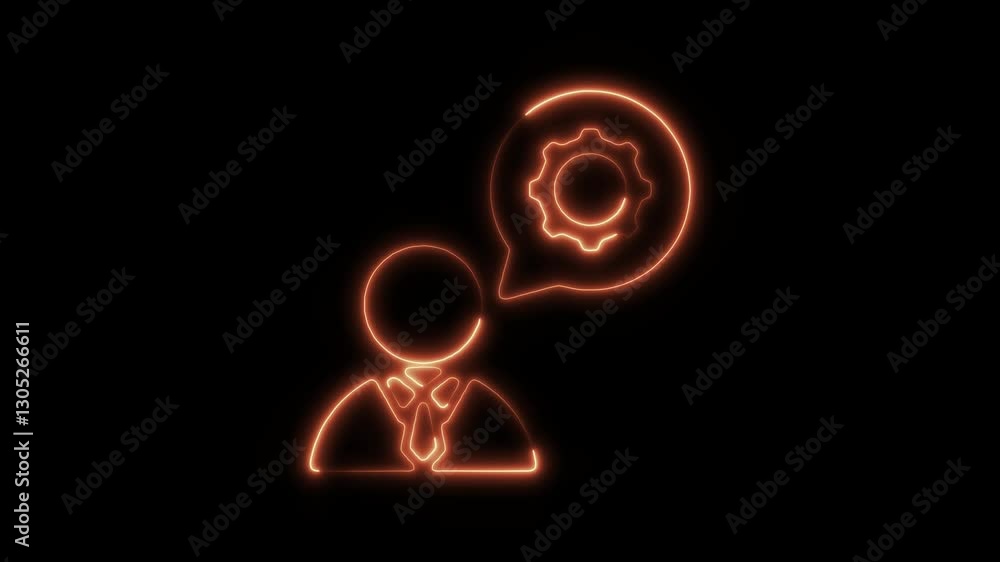 Glowing neon consultant-service icon isolated on black background. HD Video motion graphic animation icon Glowing neon consultant-service icon isolated on black background. HD Video motion graphic animation icon