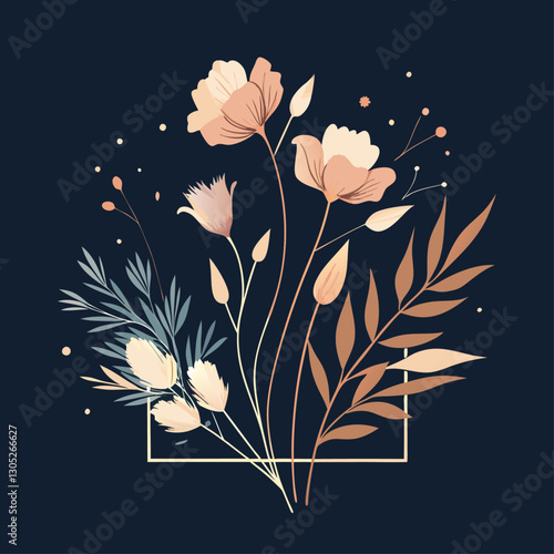 Aesthetic Floral Poetry Design with Dried Flowers and Elegant Text