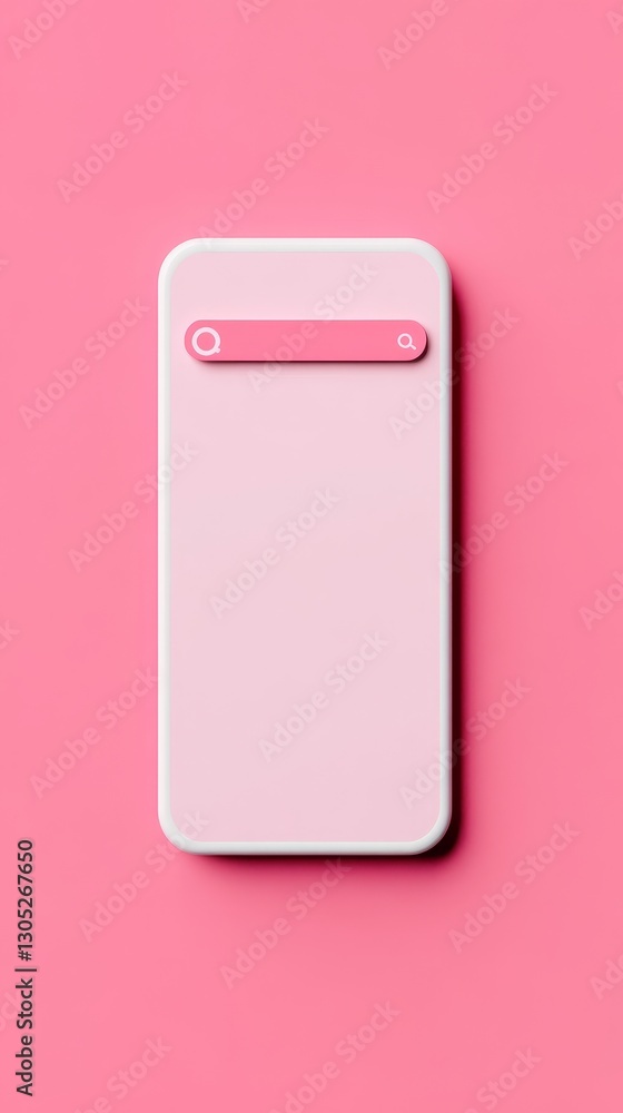 Minimalistic white search bar on a pastel pink background perfect for modern mobile app mockups and design elements Minimalistic white search bar on a pastel pink background perfect for modern mobile app mockups and design elements