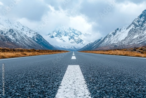 black asphalt road and white dividing lines