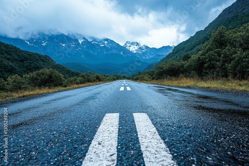 black asphalt road and white dividing lines