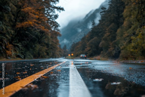 black asphalt road and white dividing lines