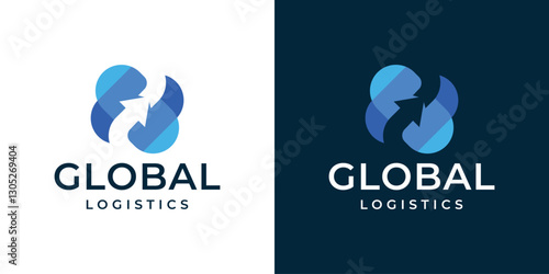 Abstract global logistic logo template. Abstract global logo design vector illustration and up arrow.