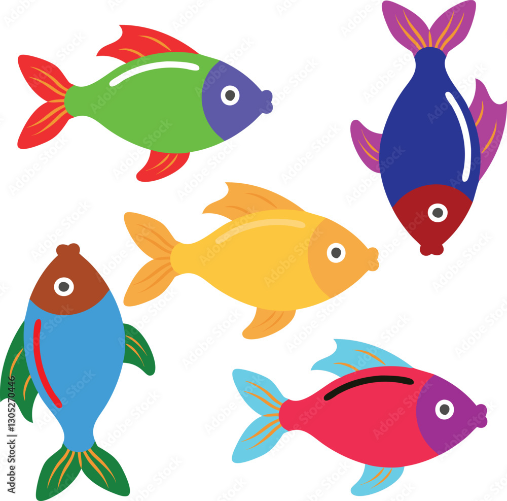 Fototapeta premium set of colorful fishes