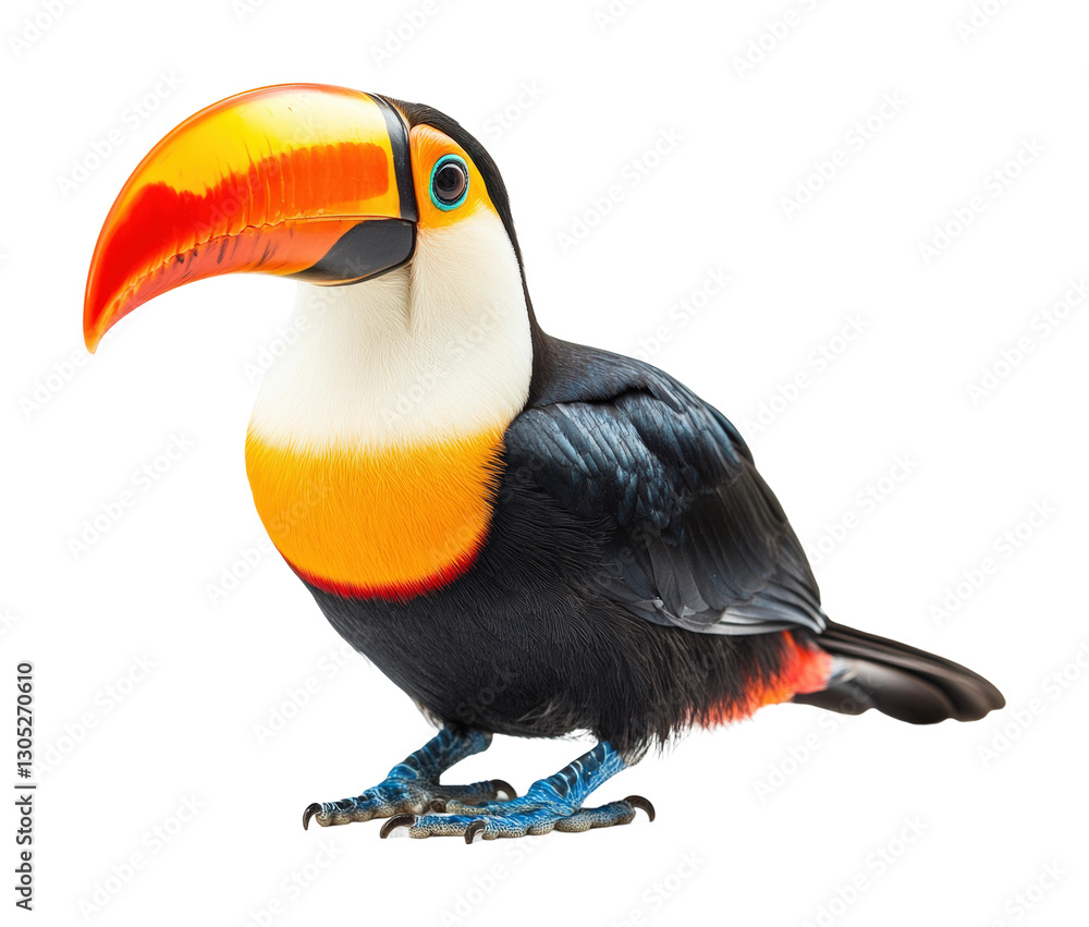 Naklejka premium Colorful toucan birds on isolated on transparent background png