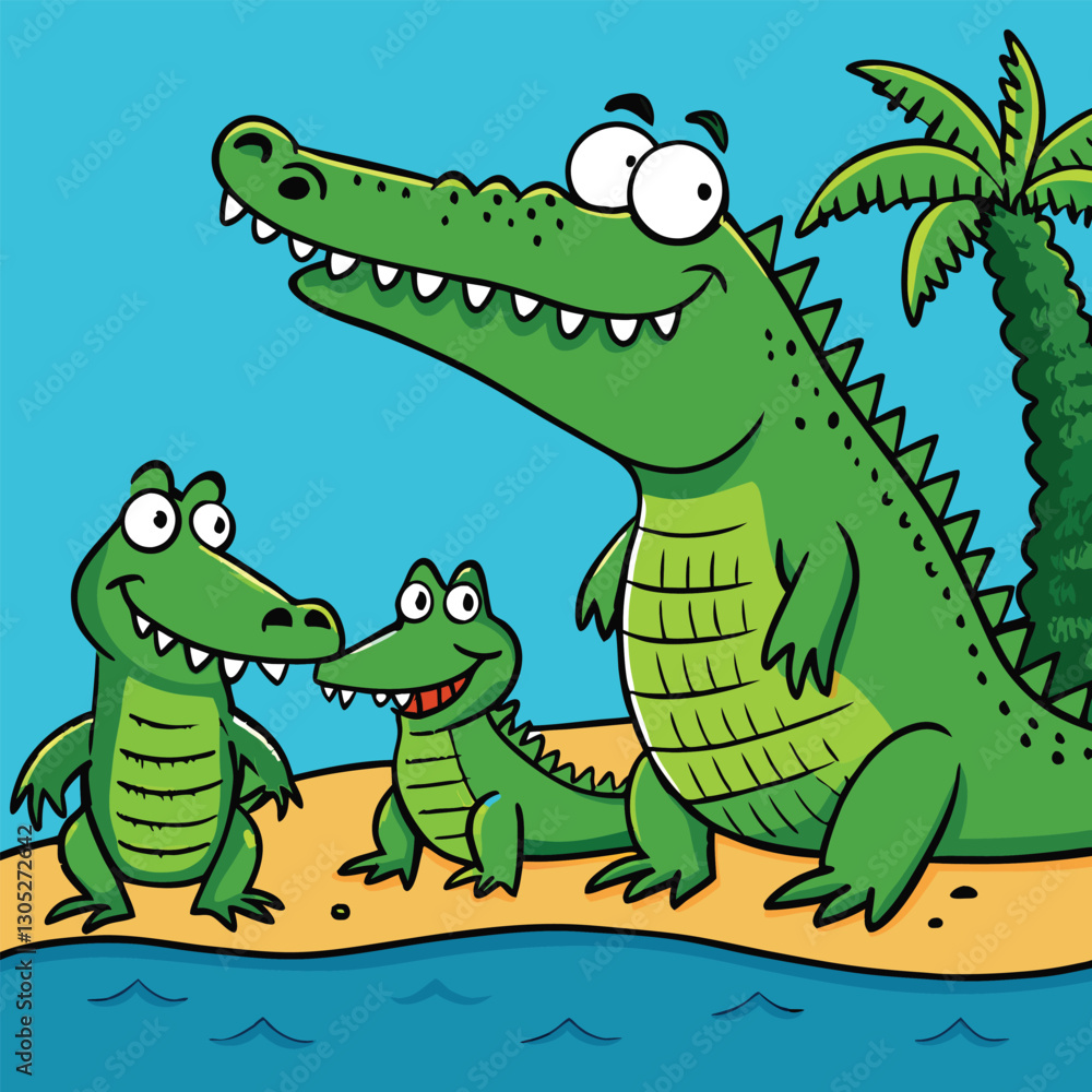 Fototapeta premium cartoon crocodile with a big smile