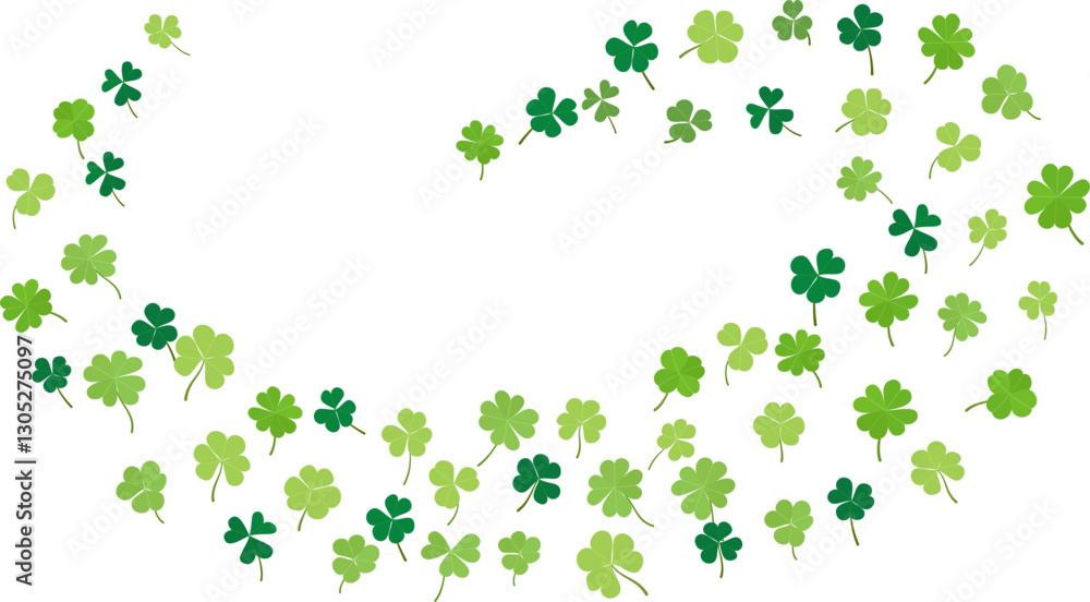 Dynamic swirl of clover leaves green full of energy and luck. St. Patricks day design for festive banner Dynamic swirl of clover leaves green full of energy and luck. St. Patricks day design for festive banner