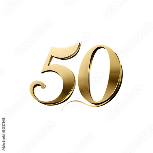 A beautifully designed gold number 50 in an elegant, thin font, perfect for celebrating a 50th anniversary