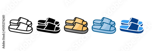 Bathroom Slippers Icon Set Multiple Style Collection