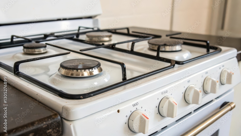 White Gas Stove Top, Object on White Background White Gas Stove Top, Object on White Background