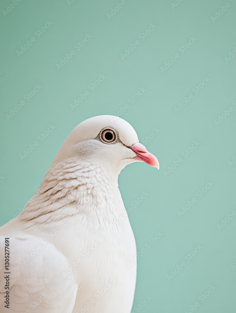 Obraz premium Serene Spring Equinox Minimalism White Dove Symbolizing Renewal, Peace, and Sustainable Wellness in Contemporary Lifestyle Design