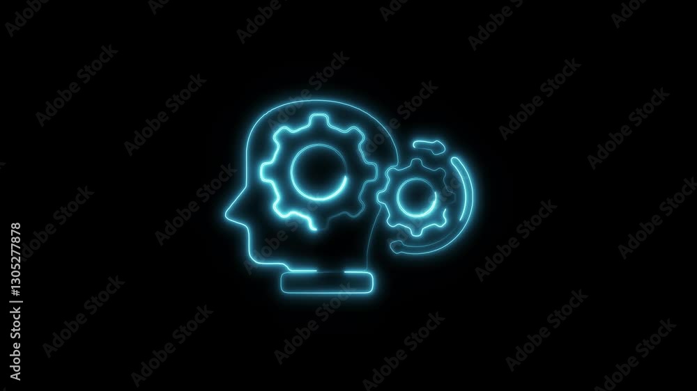 Glowing neon critical thinking icon isolated on black background. HD Video motion graphic animation icon Glowing neon critical thinking icon isolated on black background. HD Video motion graphic animation icon