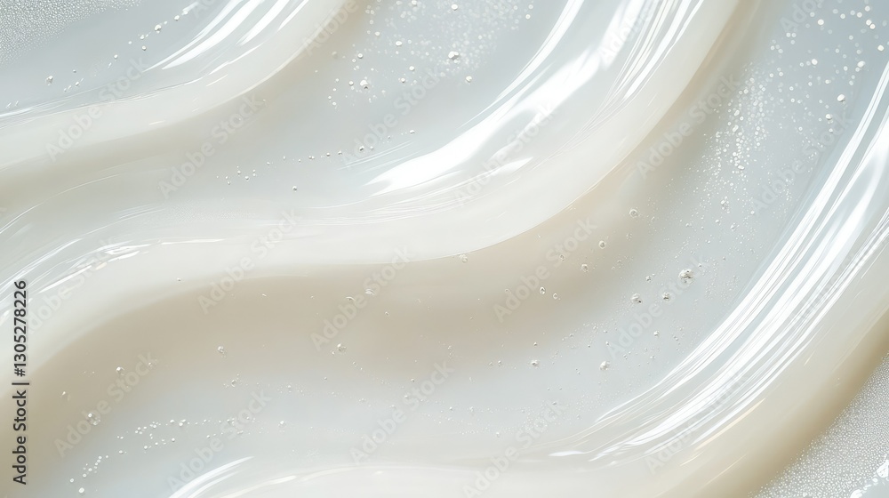Smooth, Glossy White Creamy Substance with Soft Curves and Subtle Shimmering Texture Ideal for Beauty and Skincare Products in Advertising and Marketing Materials Smooth, Glossy White Creamy Substance with Soft Curves and Subtle Shimmering Texture Ideal for Beauty and Skincare Products in Advertising and Marketing Materials