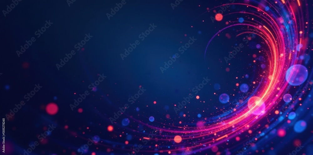 Obraz premium Abstract swirling vibrant circles, dark blue backdrop, colorful circles, vibrant lines