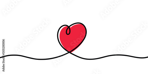 Hand drawn heart in line art style. Design for Valentine’s Day, Mother’s Day and Women’s Day. Vector illustration