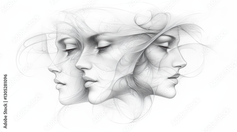 Intriguing minimalist line drawing of two faces, abstract portrait art. modern and expressive artwork for contemporary decor. Intriguing minimalist line drawing of two faces, abstract portrait art. modern and expressive artwork for contemporary decor.