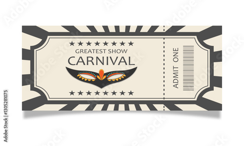 Carnival ticket template on white background.