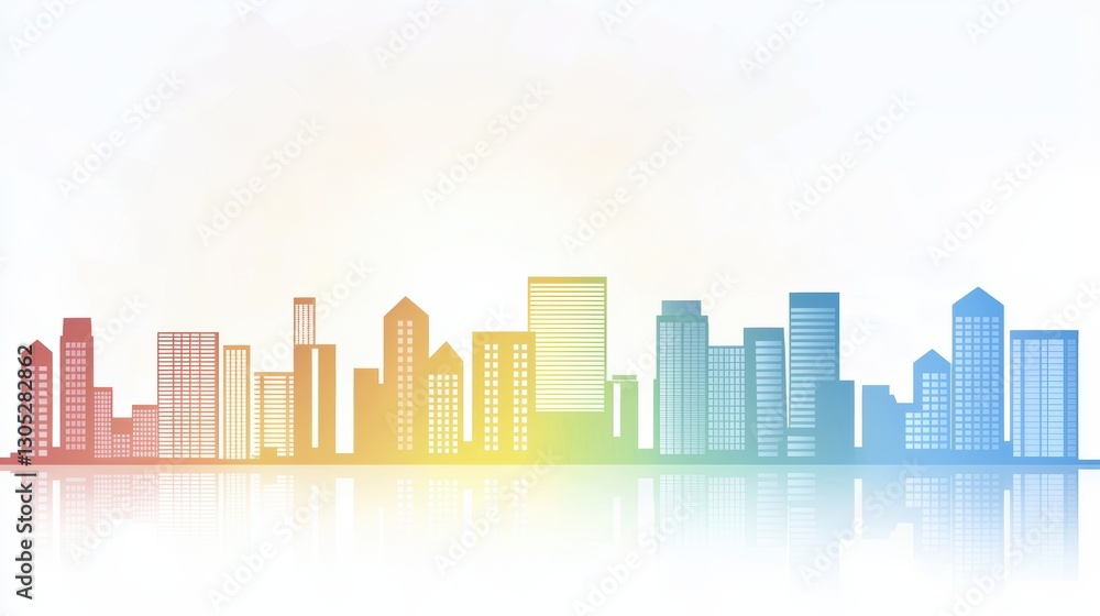 Naklejka premium City skyline background vector, modern metropolis cityscape with skyscrapers and buildings