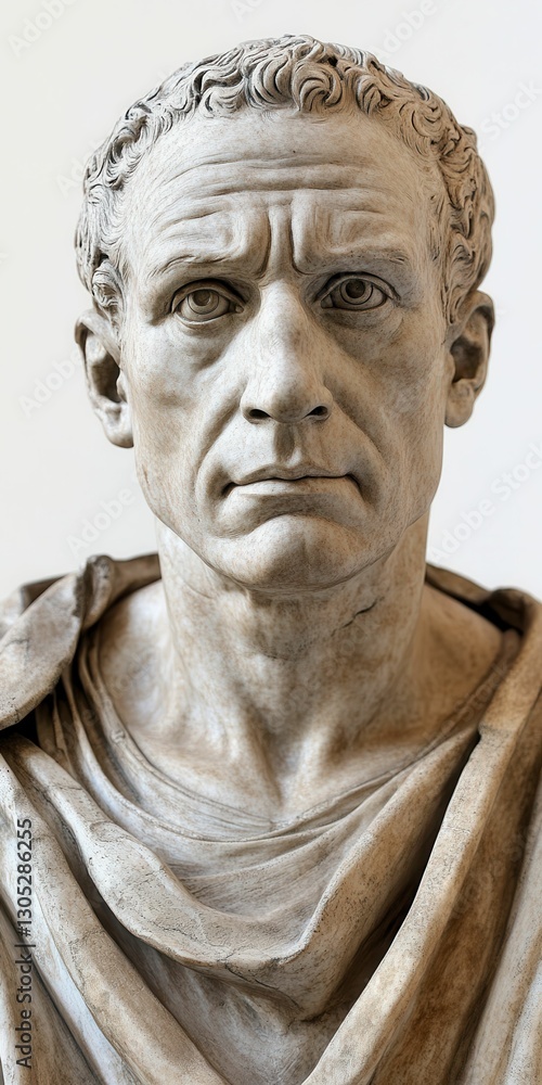 Obraz premium Julius Caesar Statue. Isolated Roman Emperor Sculpture in White Background