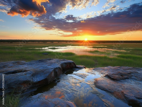 Kakadu National Park. Sunset over the Floodplains of Ubirr, Northern Territory photo