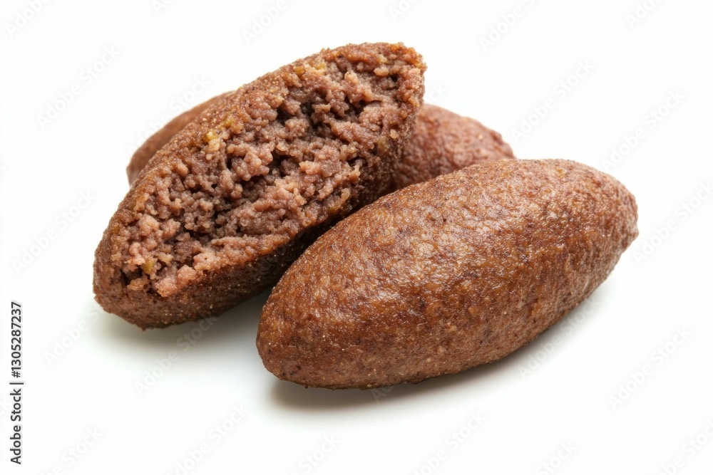 Kibe: Traditional Brazilian Quibe Cuisine from the Middle East. Isolated on White Background Kibe: Traditional Brazilian Quibe Cuisine from the Middle East. Isolated on White Background