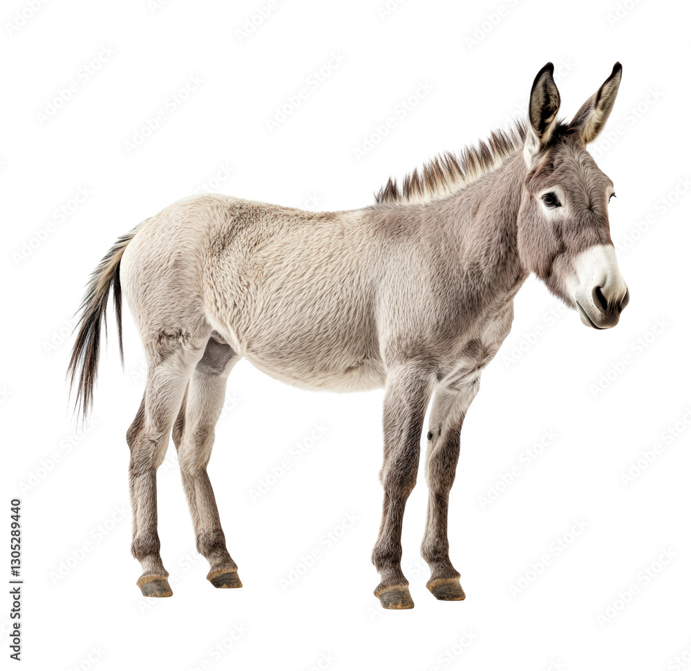 Donkey portrait standing tall in nature isolated on transparent background png Donkey portrait standing tall in nature isolated on transparent background png