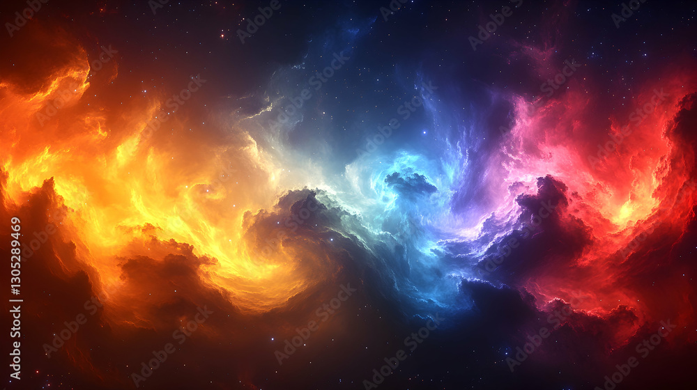 Fototapeta premium Cosmic Nebulae, Fiery and Frozen Gas Clouds in Space