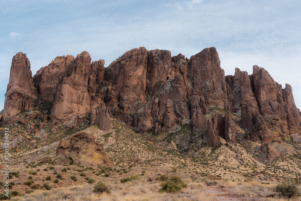 Fototapeta premium A rugged mountain range located east of Phoenix, Arizona, in the Sonoran Desert. 