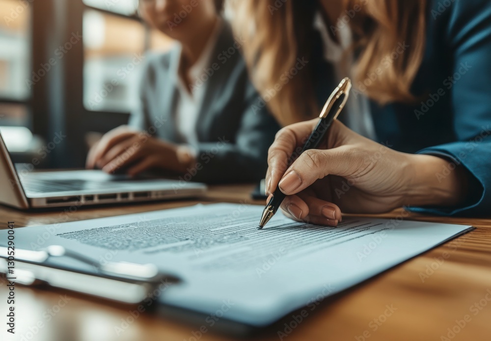 Business Professionals Signing Documents in Modern Office Environment Business Professionals Signing Documents in Modern Office Environment