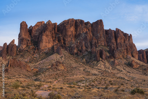 Mountains of of the Lost Dutchman’s Gold Mine legend, in the desert landscape of Arizona.