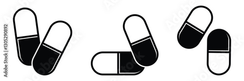Pill medicine vector icon medical tablet icon. Healthcare pill icon with capsule illustration in vector format.