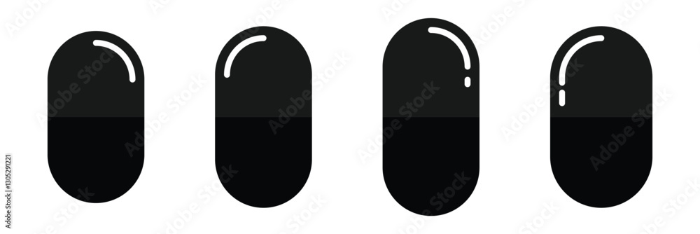 Capsule Icon in Flat Style. Medicine Pill Capsule Icon for Health, Pharmacy, and Medical Use. Capsule Icon in Flat Style. Medicine Pill Capsule Icon for Health, Pharmacy, and Medical Use.