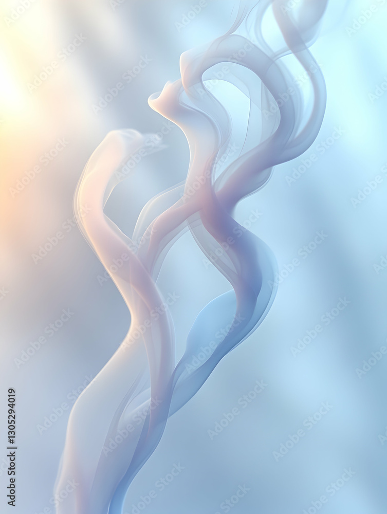 Delicate, light smoke swirls in soft light Delicate, light smoke swirls in soft light