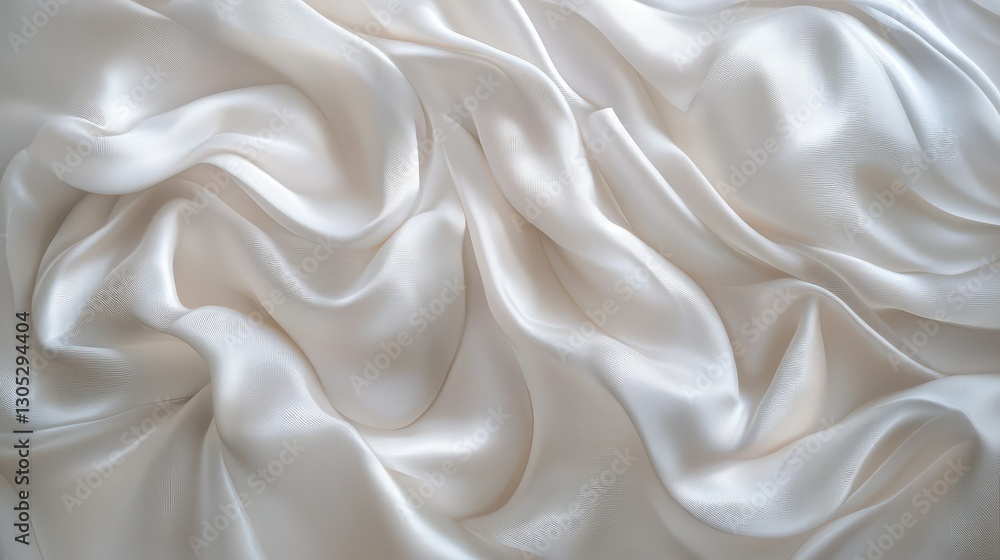 Elegant Soft White Silk Fabric Draped Smoothly on Surface with Gentle Waves and Subtle Texture, Ideal for Backgrounds, Textile Advertisements, and Artistic Displays Elegant Soft White Silk Fabric Draped Smoothly on Surface with Gentle Waves and Subtle Texture, Ideal for Backgrounds, Textile Advertisements, and Artistic Displays