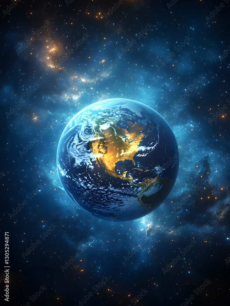 Obraz premium Earth in Cosmic Nebula (5)