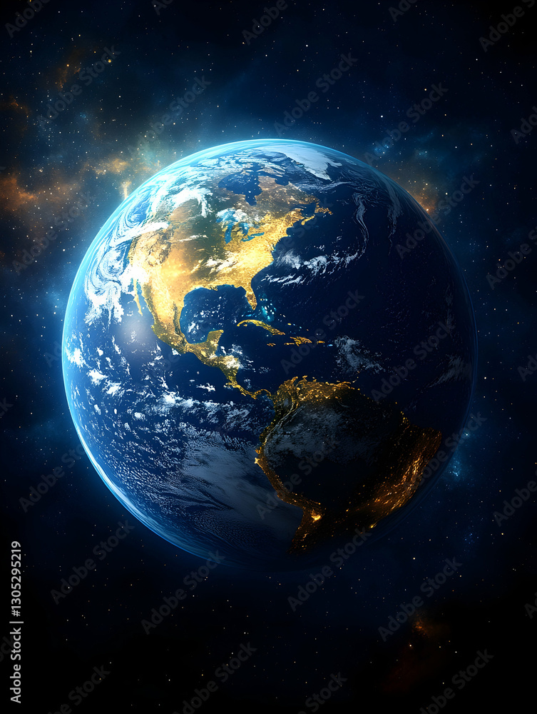 Fototapeta premium Earth in Space, Night View
