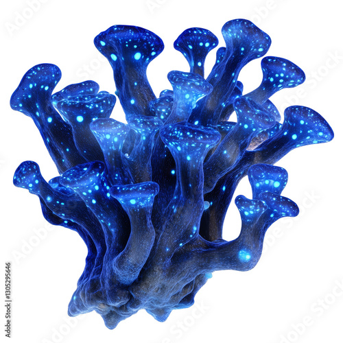 Stunning blue coral formation emitting bioluminescent glow in an underwater environment
