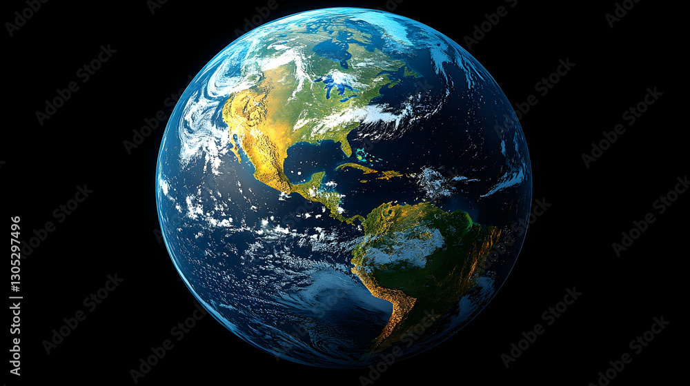 Fototapeta premium Earth's Americas Hemisphere in Space