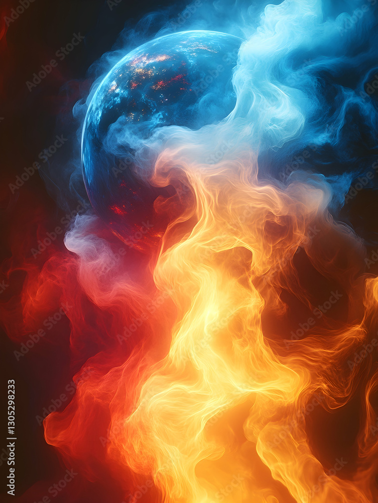 Earth enveloped in fire and ice Earth enveloped in fire and ice