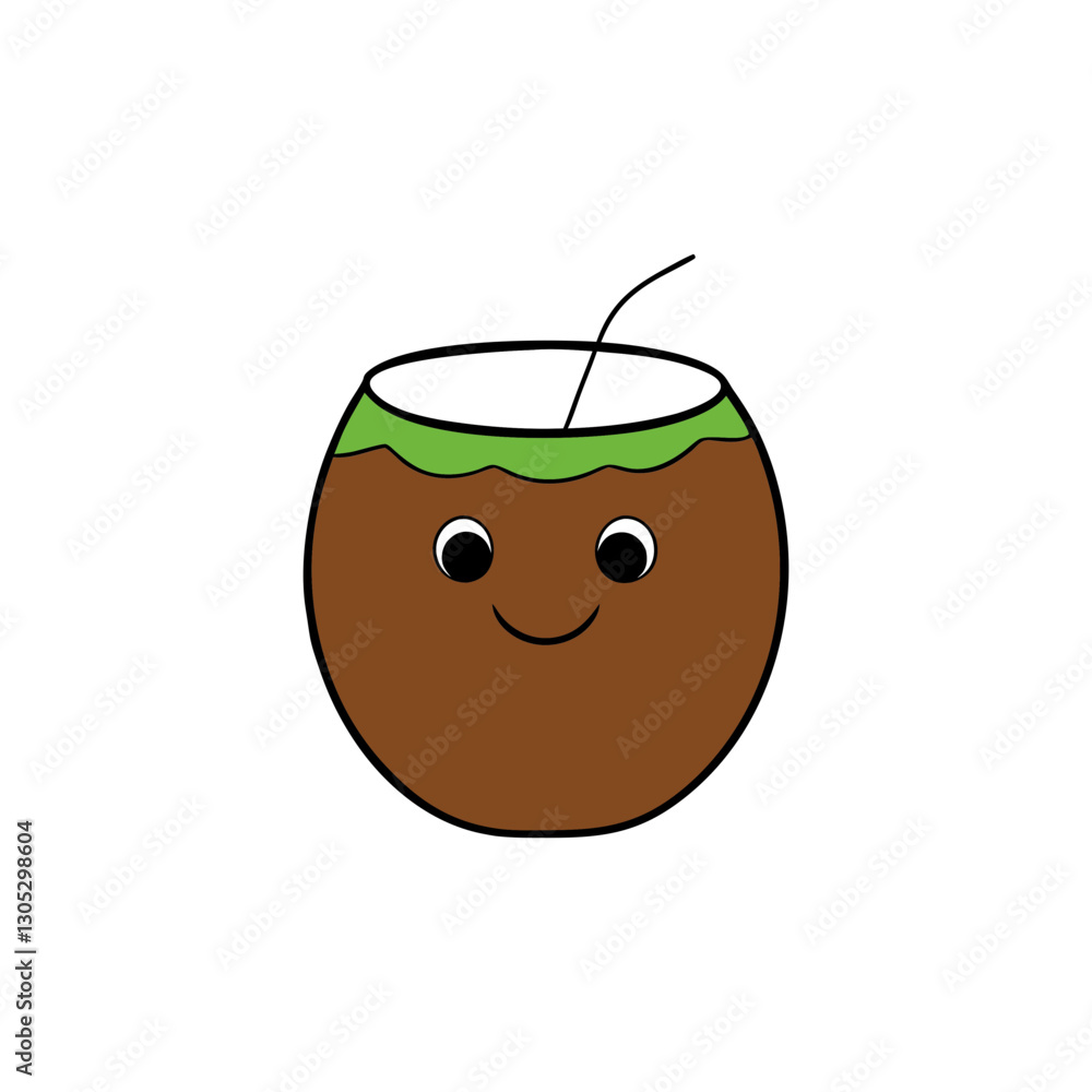 Naklejka premium Cute coconut cartoon vector