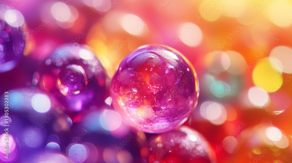 A bunch of jelly balls are floating in the air. The spheres are of different sizes and colors, creating a vibrant and lively atmosphere. Concept of playfulness and joy A bunch of jelly balls are floating in the air. The spheres are of different sizes and colors, creating a vibrant and lively atmosphere. Concept of playfulness and joy