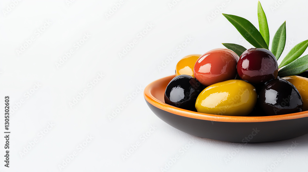 A vibrant assortment of olives presented on a rustic plate, highlighting a variety of colors and textures. Perfect for culinary themes, Mediterranean cuisine, and healthy eating. A vibrant assortment of olives presented on a rustic plate, highlighting a variety of colors and textures. Perfect for culinary themes, Mediterranean cuisine, and healthy eating.