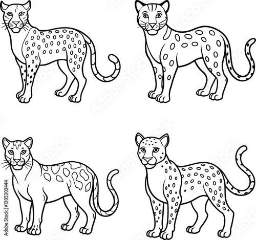 Cat Outline Illustration Set Cute Feline Line Art Collection
