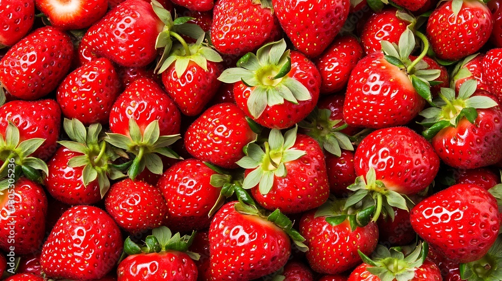 Fresh strawberries filling the frame for healthy eating. Background of tightly packed, similar fruit Fresh strawberries filling the frame for healthy eating. Background of tightly packed, similar fruit