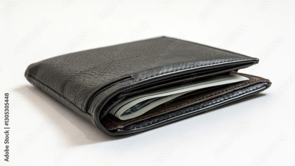 Closed Leather Wallet on White Background Closed Leather Wallet on White Background