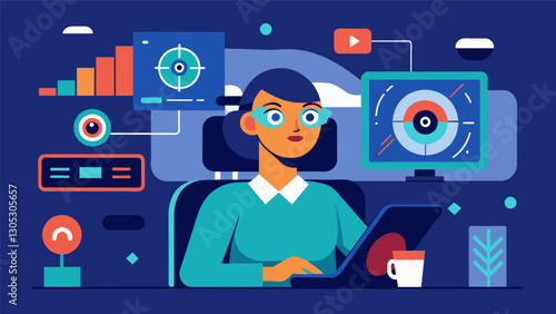 Utilizing eyetracking technology to gather data on driver behavior and inform interior design choices for optimal usability.. Vector illustration
