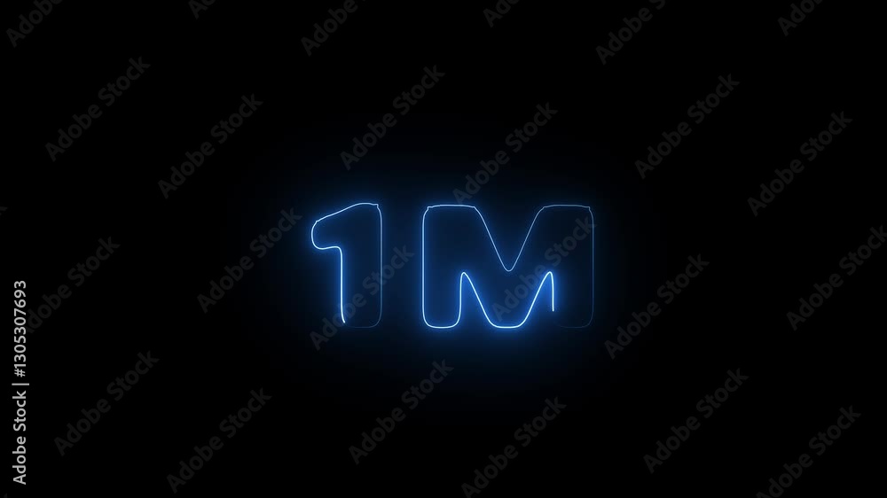 1M neon glowing sign effect florescent green text for social media follow subscription motion.1 Million milestone achieved celebration animation, 1M neon glowing sign effect florescent green text for social media follow subscription motion.1 Million milestone achieved celebration animation,