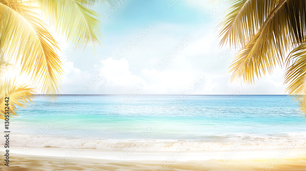 Tropical beach with palm trees and great copy space for Summer. Tropical beach with palm trees and great copy space for Summer.
