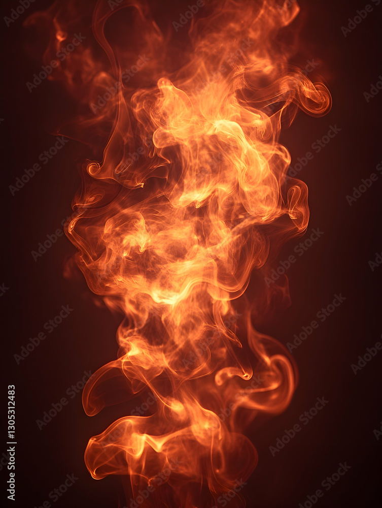 Fototapeta premium Fiery Smoke Rising in Dark Studio